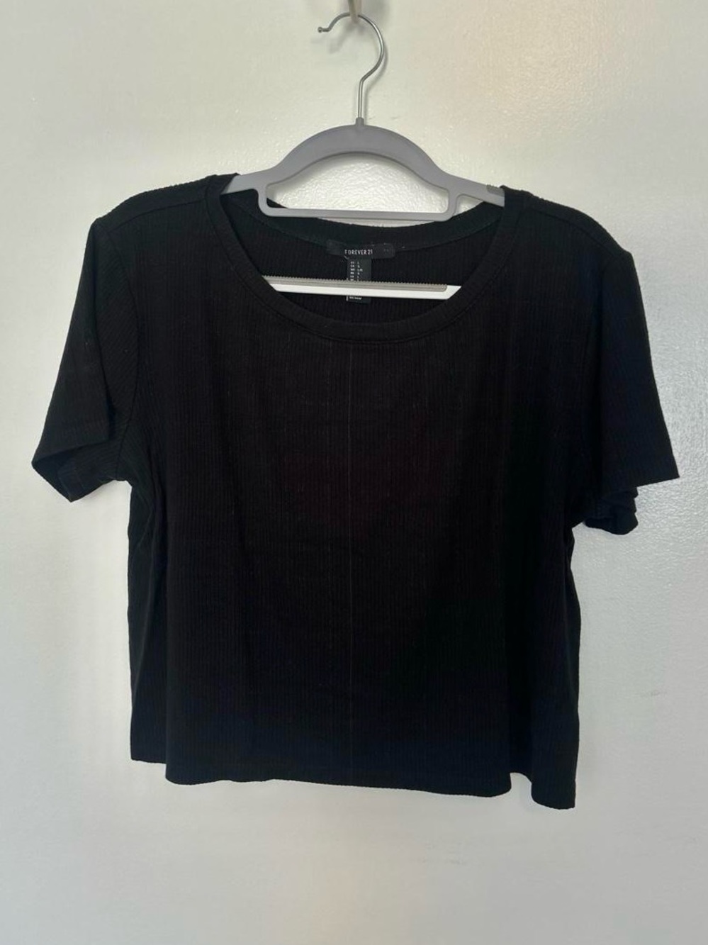 Forever 21 Black Ribbed Short Sleeve Tee